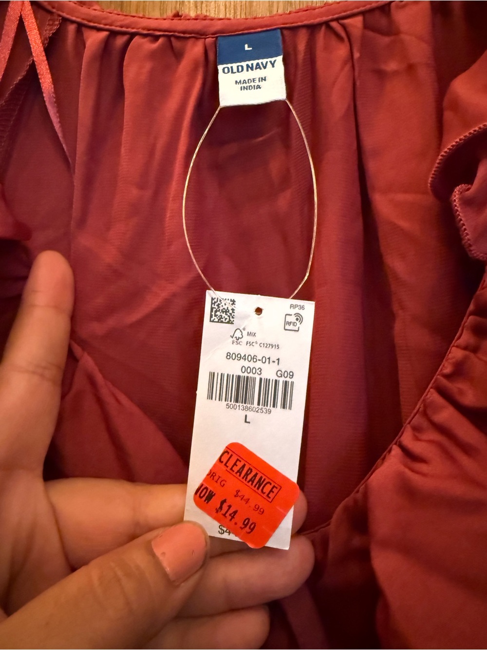 Old Navy Ruffle Tie-Front Midi Dress in Burgundy - Picture 4 of 5